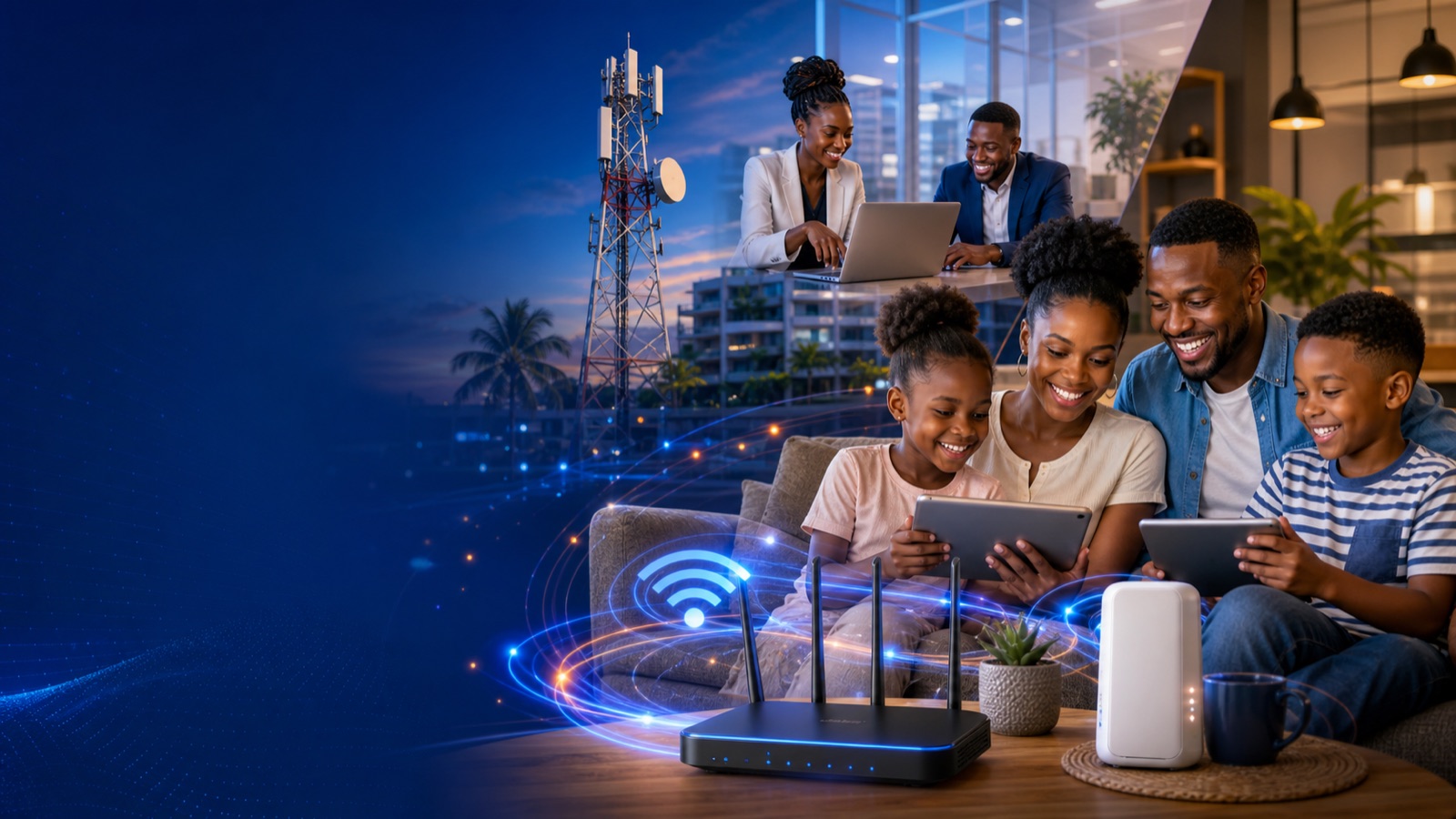 Family and business team connected with GETESA TRINET internet
